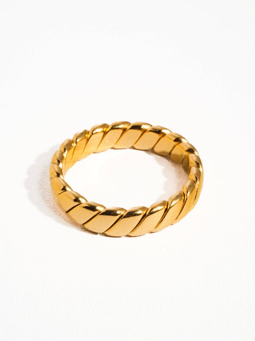 18K Gold Plated Non-Tarnish Braided Stack Pierre Ring