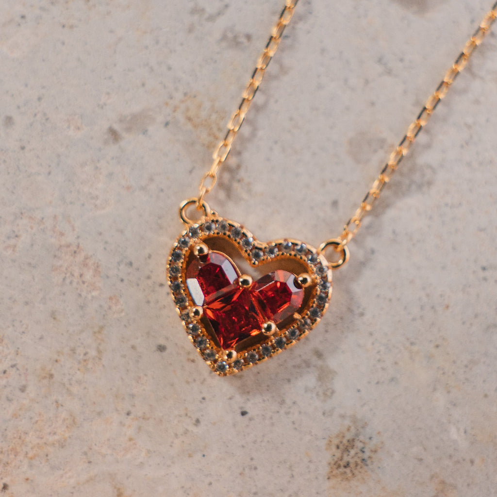 Firenze Pomegranate Red CZ 925 Sterling Silver Necklace