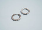 18K Gold Plated Stainless Steel Textured Hoop Earrings 15mm