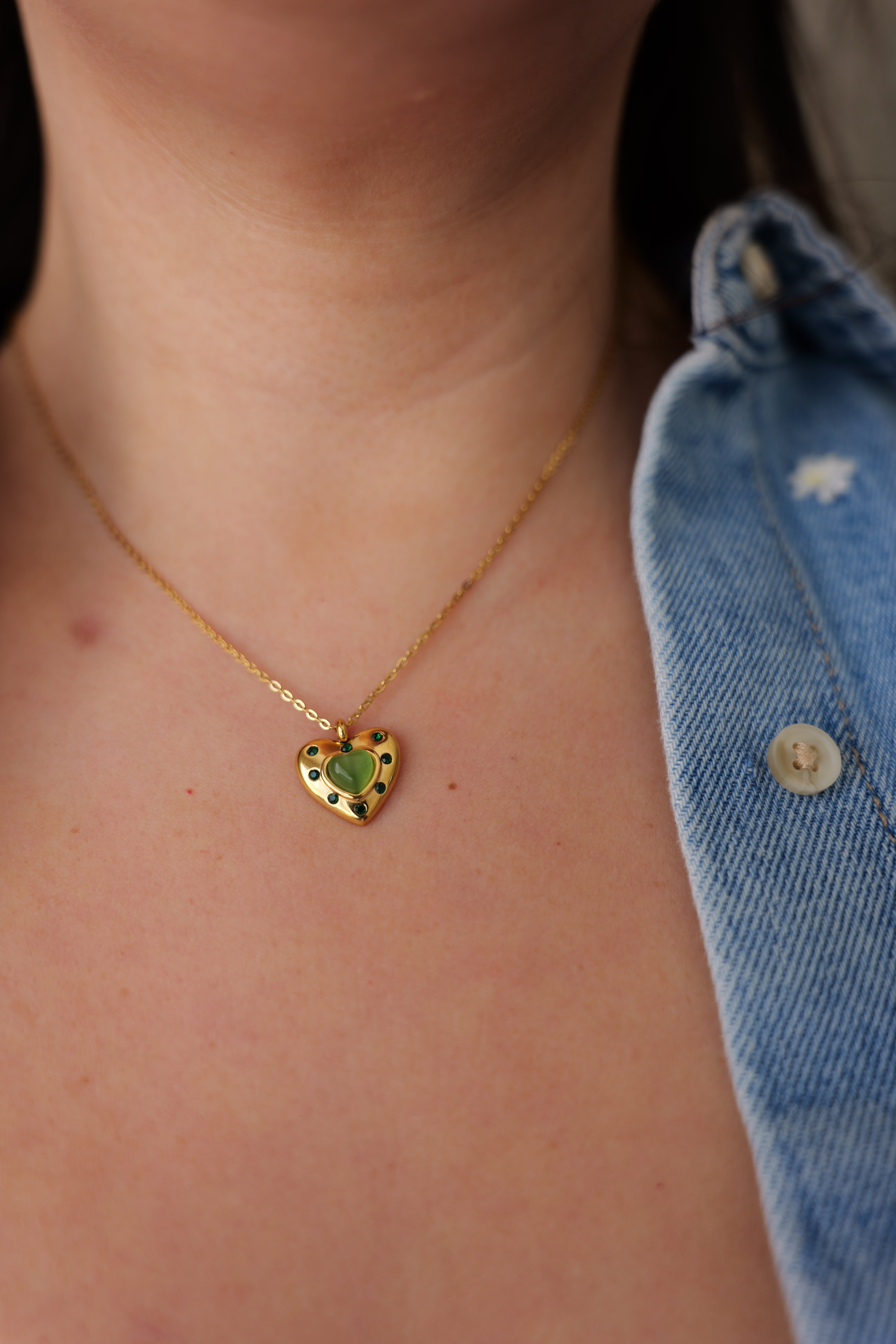 Ivy Emerald Green Heart Necklace