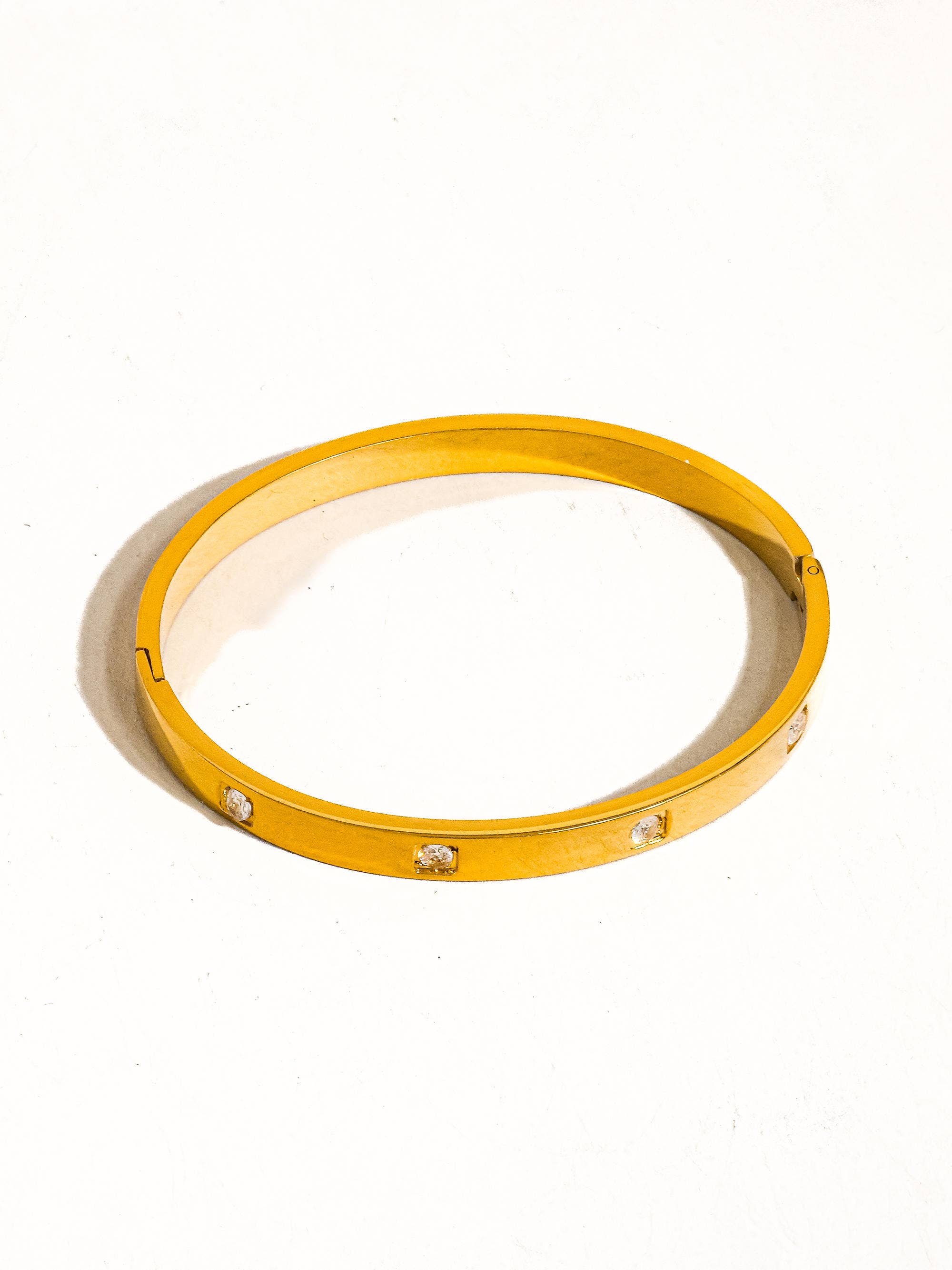 Luna 18K Gold Non-Tarnish Classic CZ Bangle