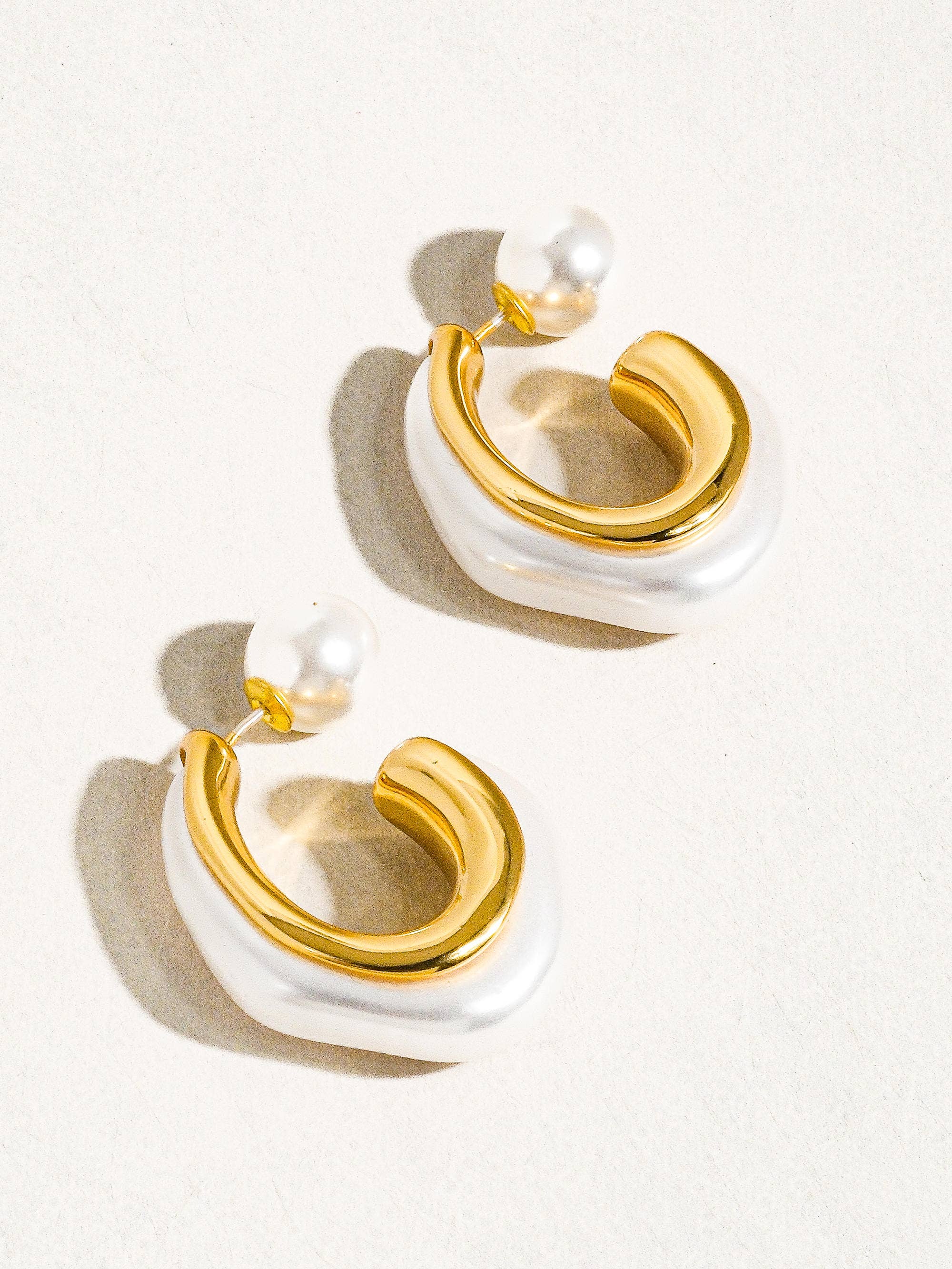Camila 18K Gold Classic Pearl C Hoop Earring
