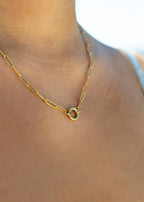 18" Stainless Steel Paperclip Carabiner Charm Holder Necklace