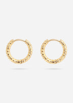 18K Gold Plated Stainless Steel Textured Hoop Earrings 15mm
