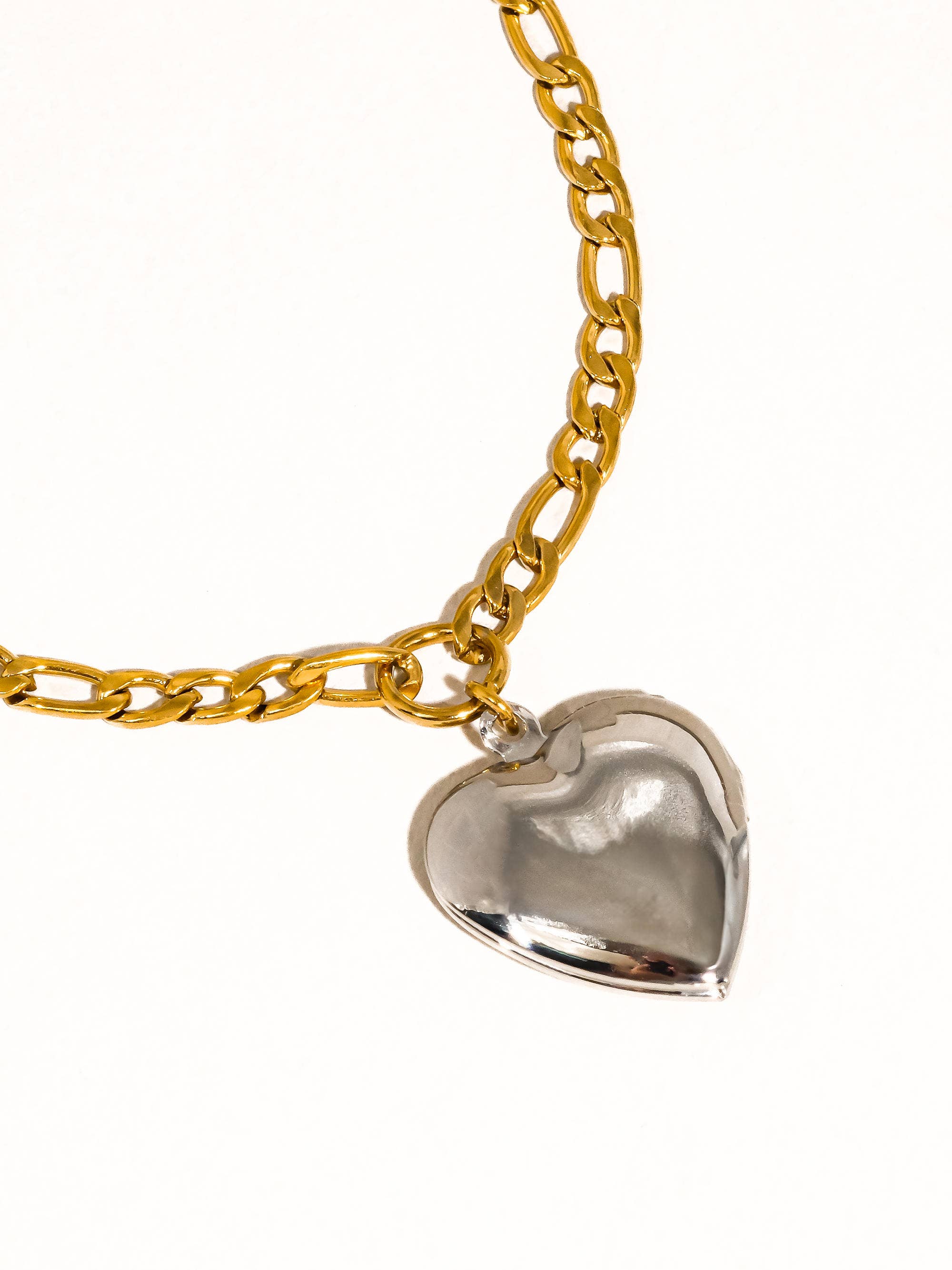 Victoria 18K Gold Non-Tarnish Two Tone Heart Locket Necklace
