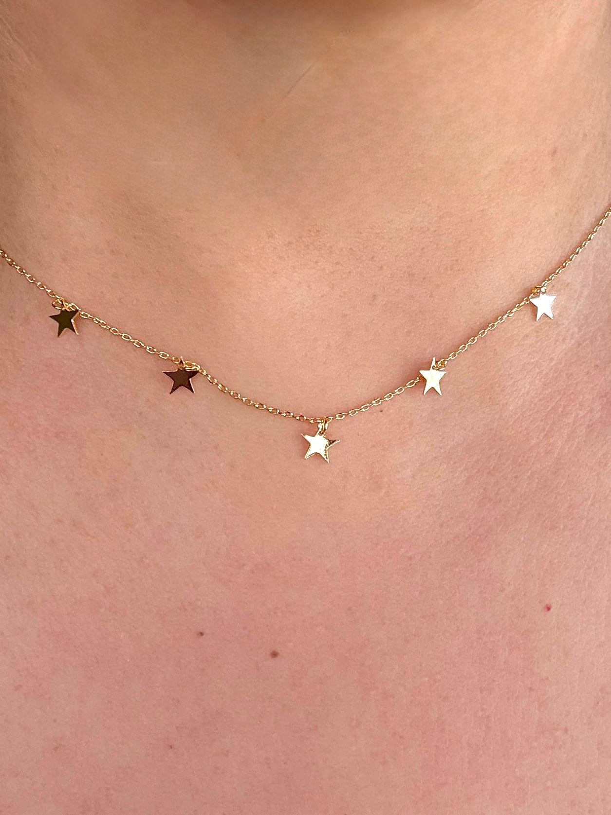 Gold Mini Star Dainty Charm Necklace