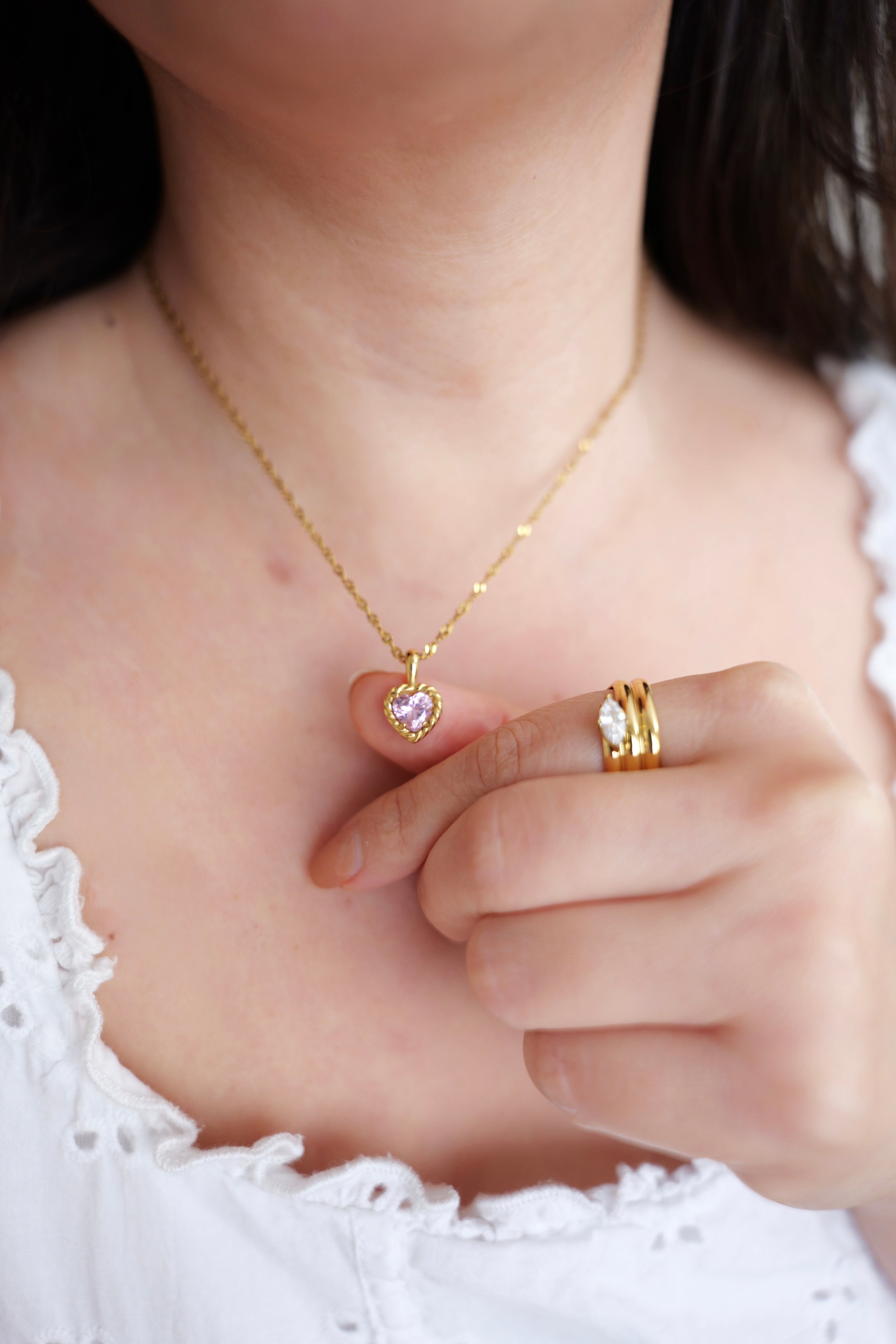 Emily Stainless Steel Heart Pendant Necklace