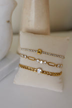 Elena 18K Gold Non-Tarnish Rhinestone Initial Letter Bracelet