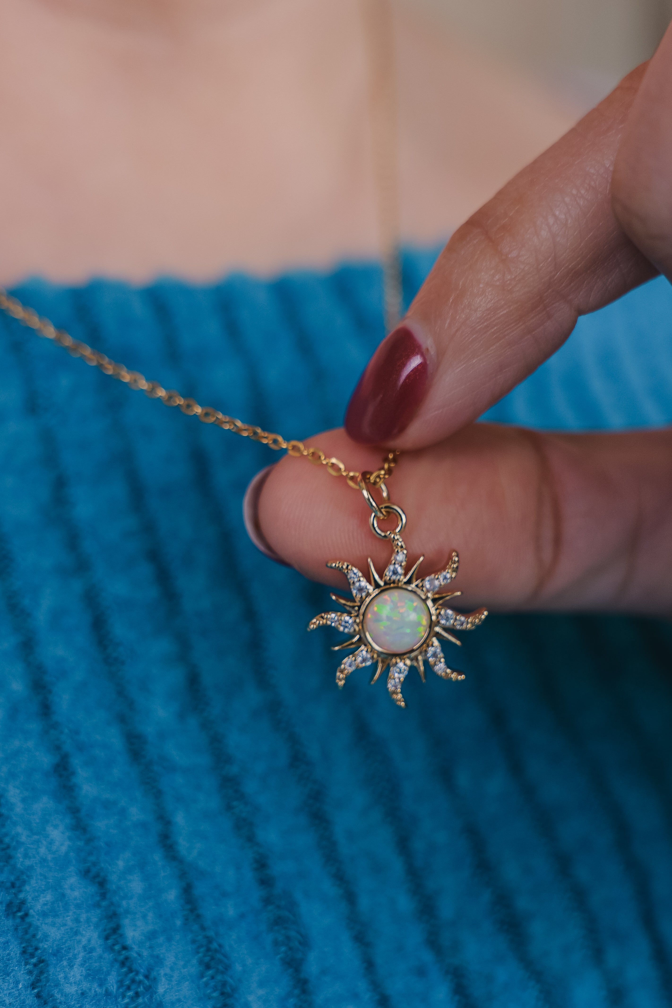 Sunfire Opal Necklace in Stainless Steel