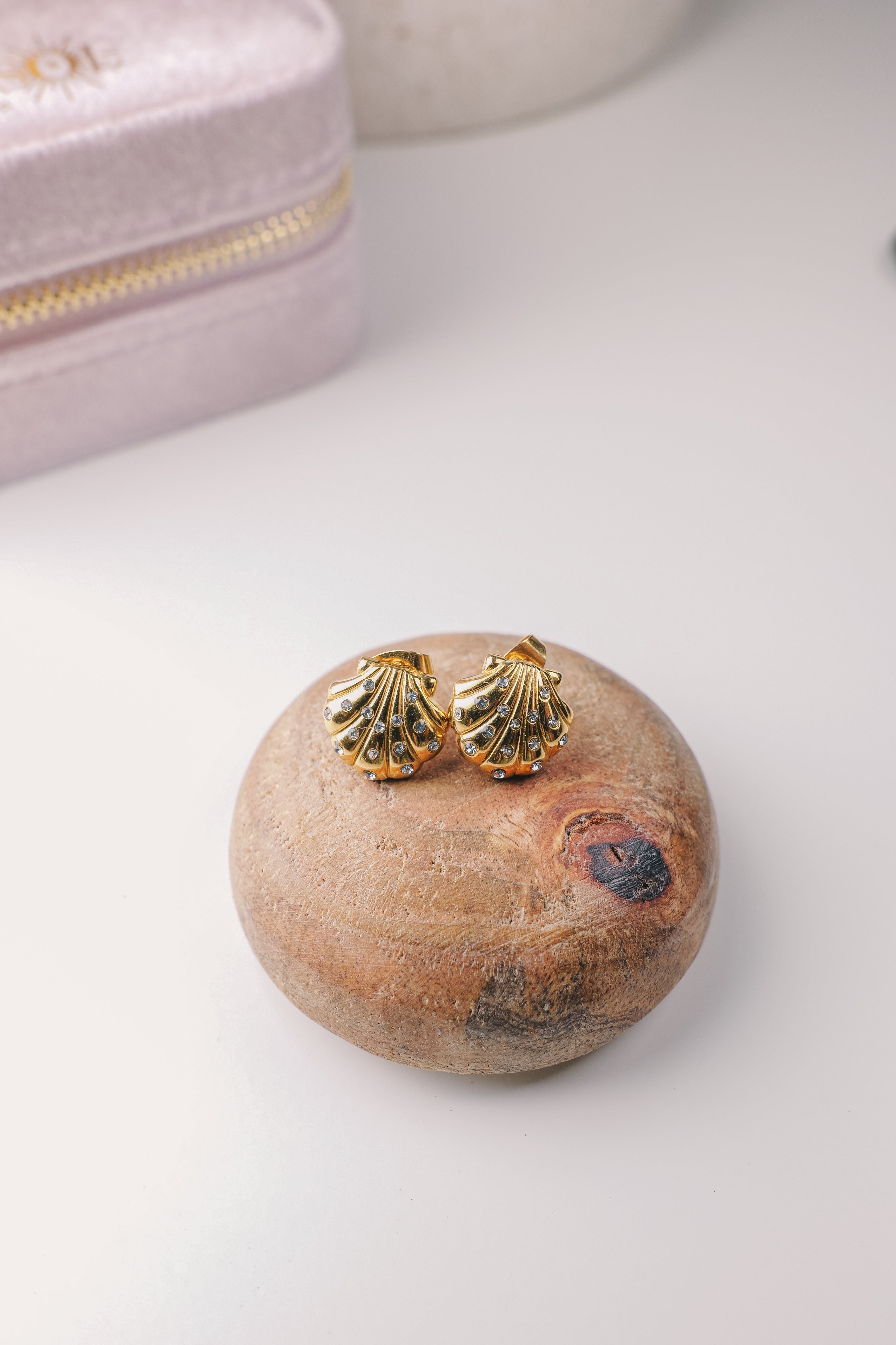 Like a Mermaid 18K Gold PVD Stainless Steel Stone Shell Earring