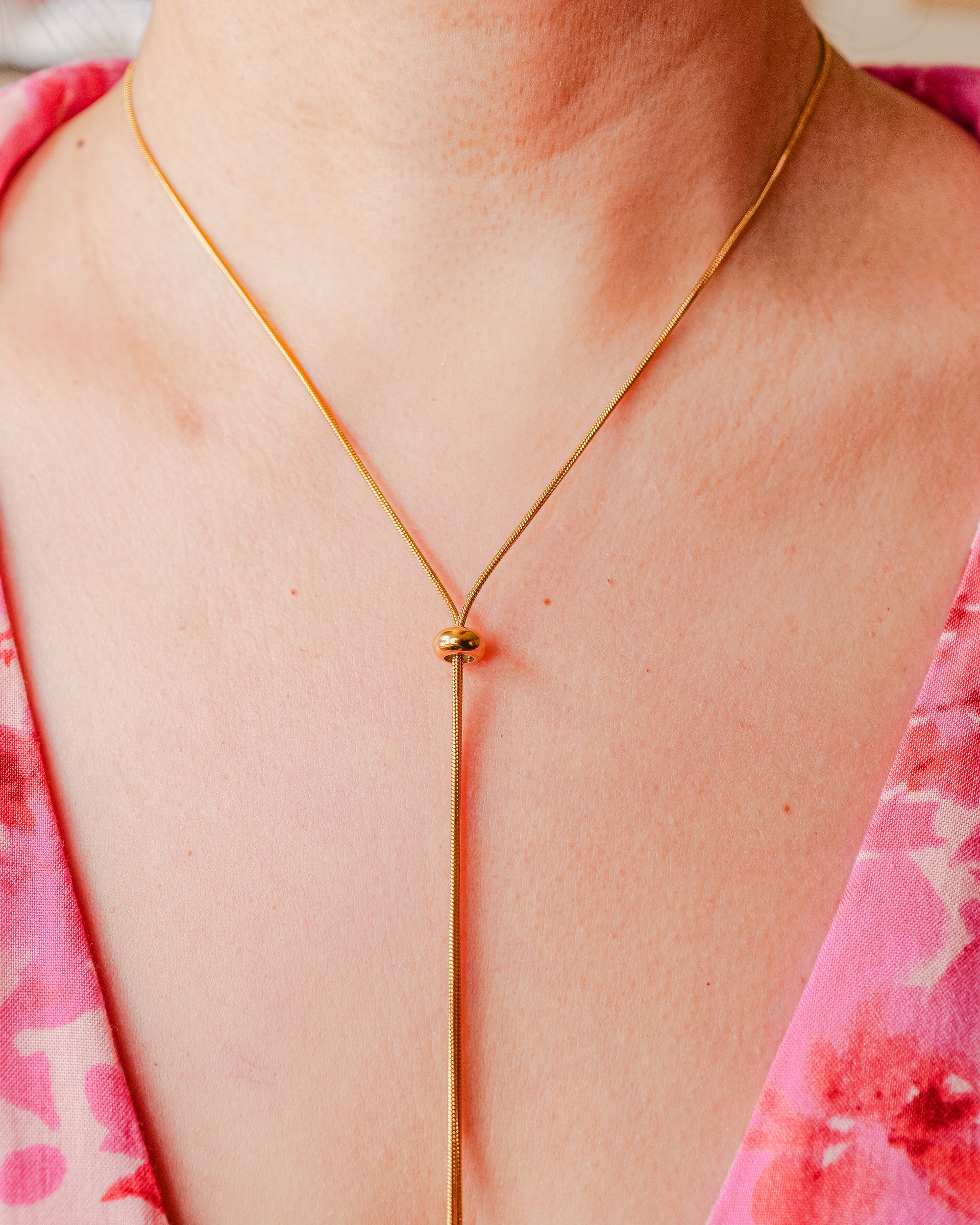 Mallorca 18K Golden Stainless Steel 27inch Lariat Necklace