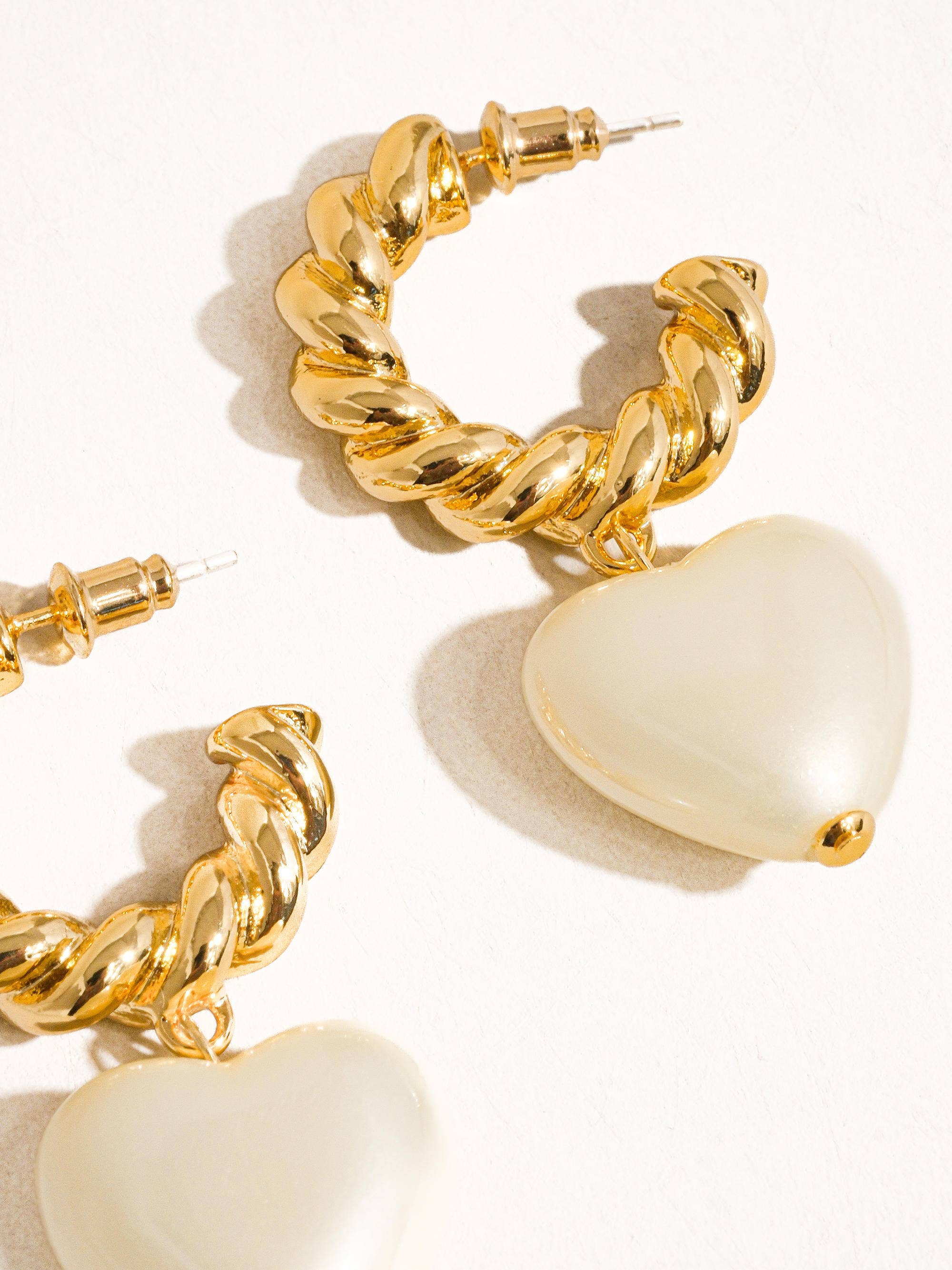 Eliana 18K Gold Braided C-Hoop Heart Earring