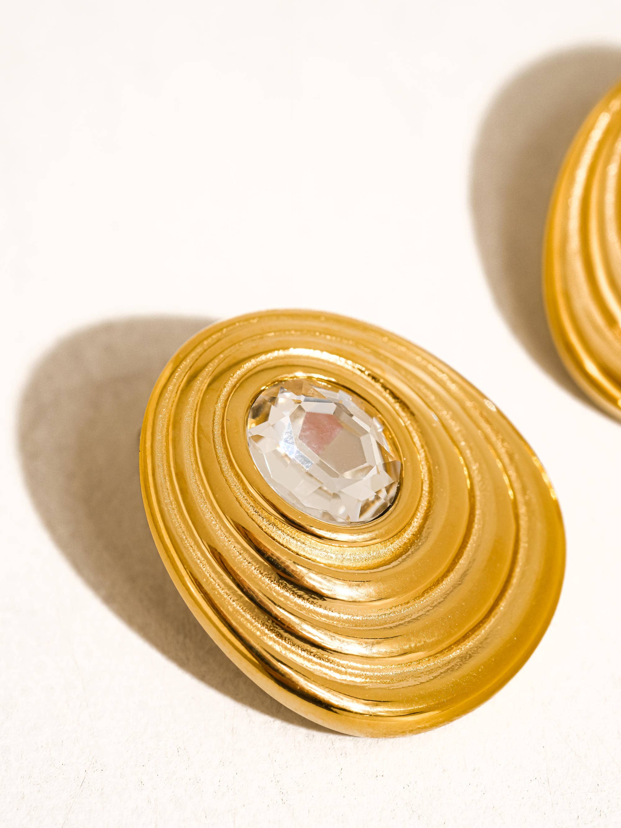Lyra 18K Gold Non-Tarnish Oval CZ Stud