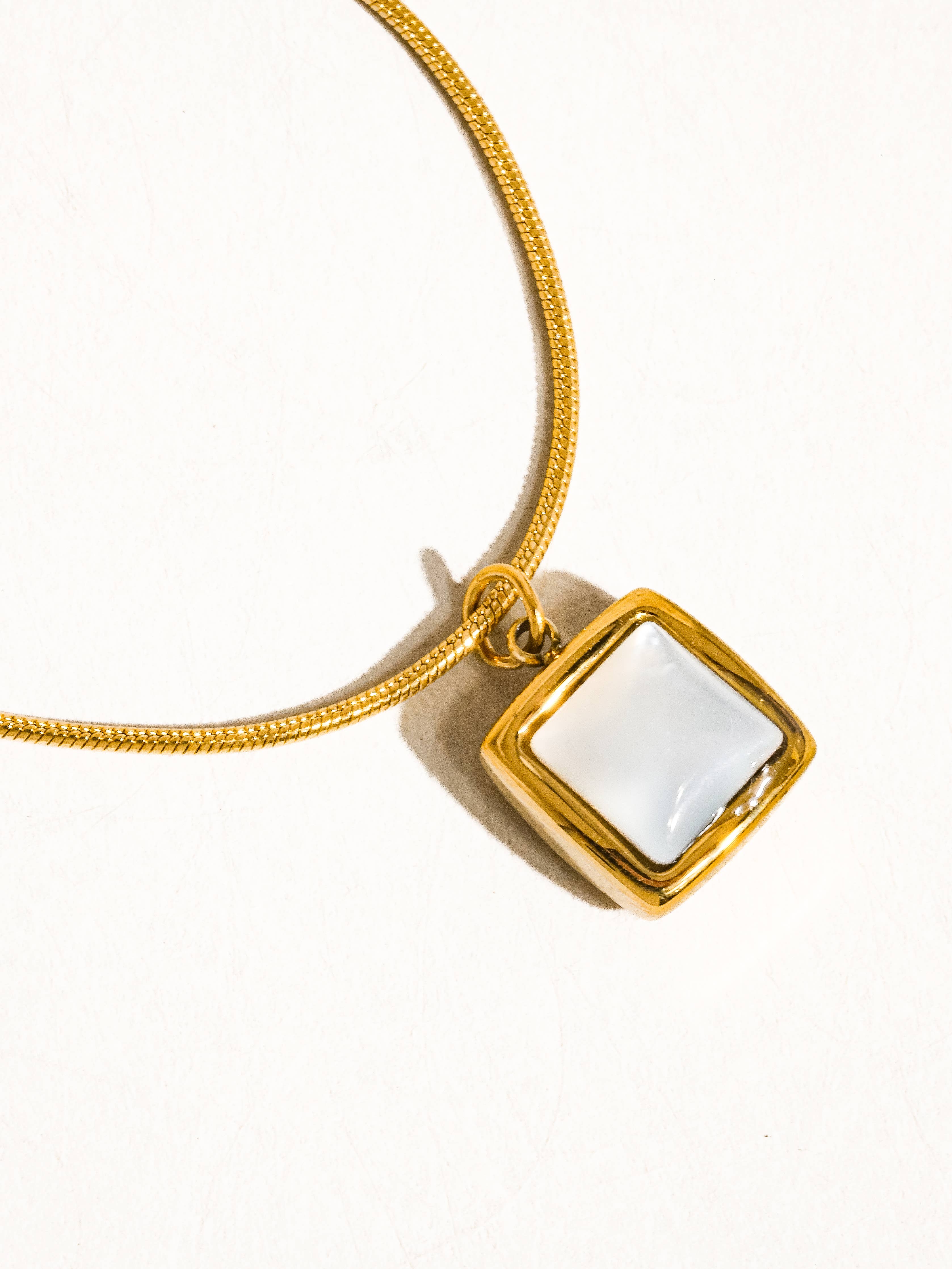 Hazel 18K Gold Non-Tarnish Square Shell Necklace