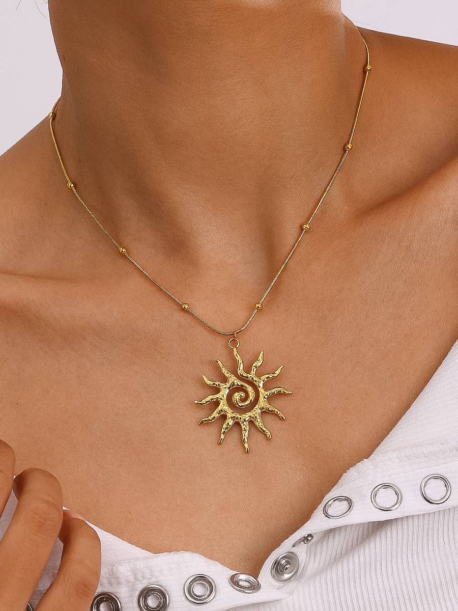 Taiyo 18K Gold Non-Tarnish Stainless Steel Boho Sun Necklace