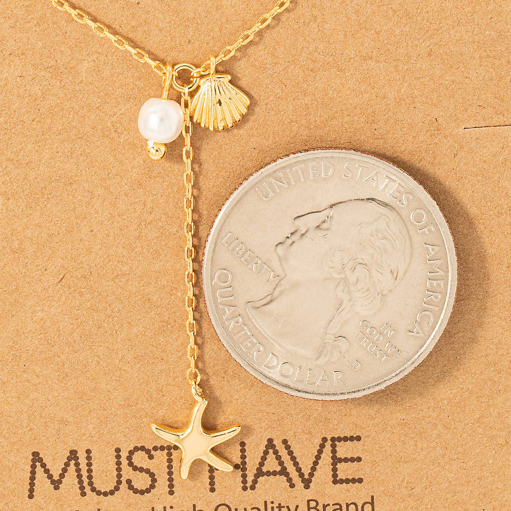 Star Fish Sea Shell Y Necklace