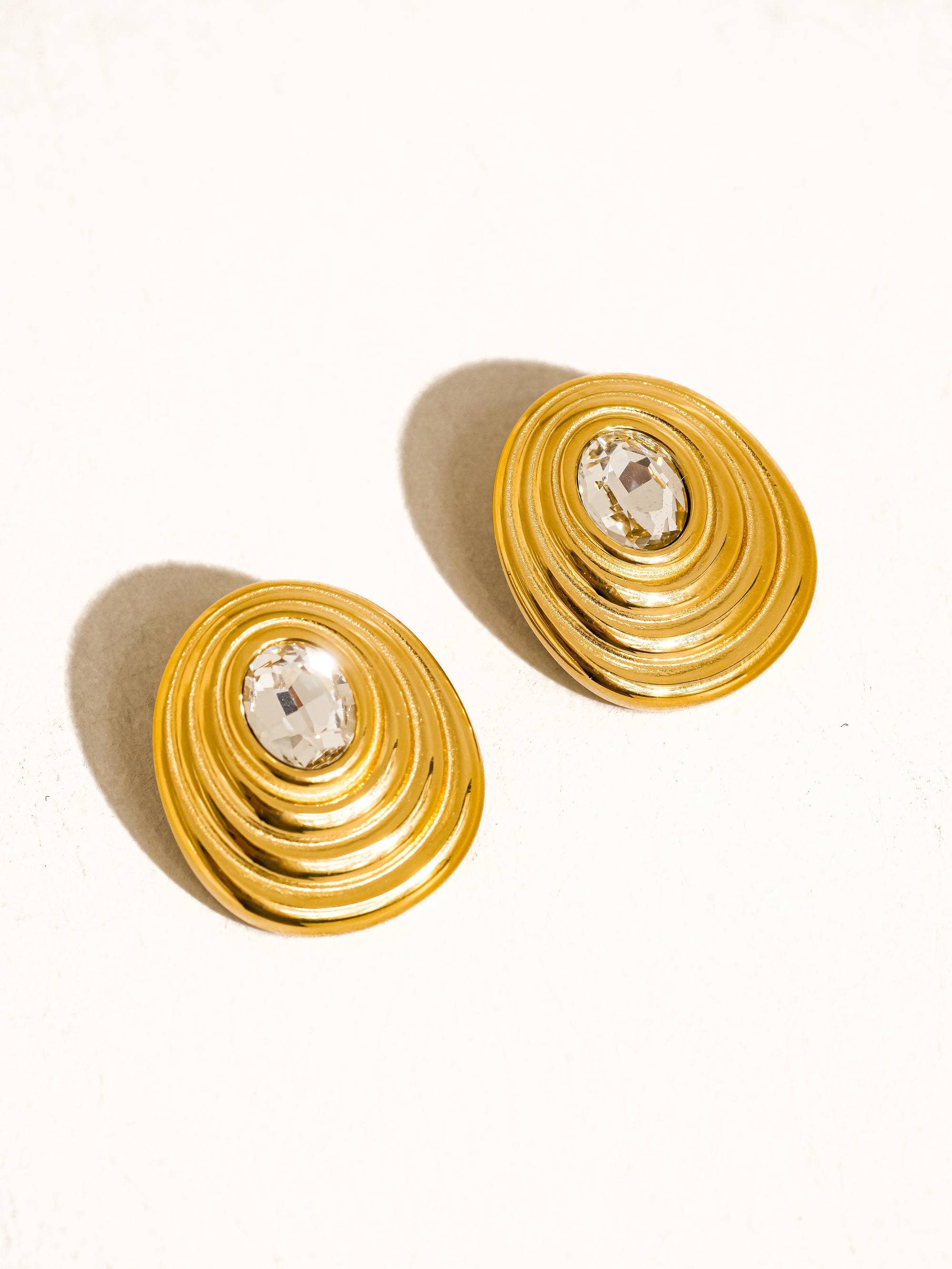 Lyra 18K Gold Non-Tarnish Oval CZ Stud