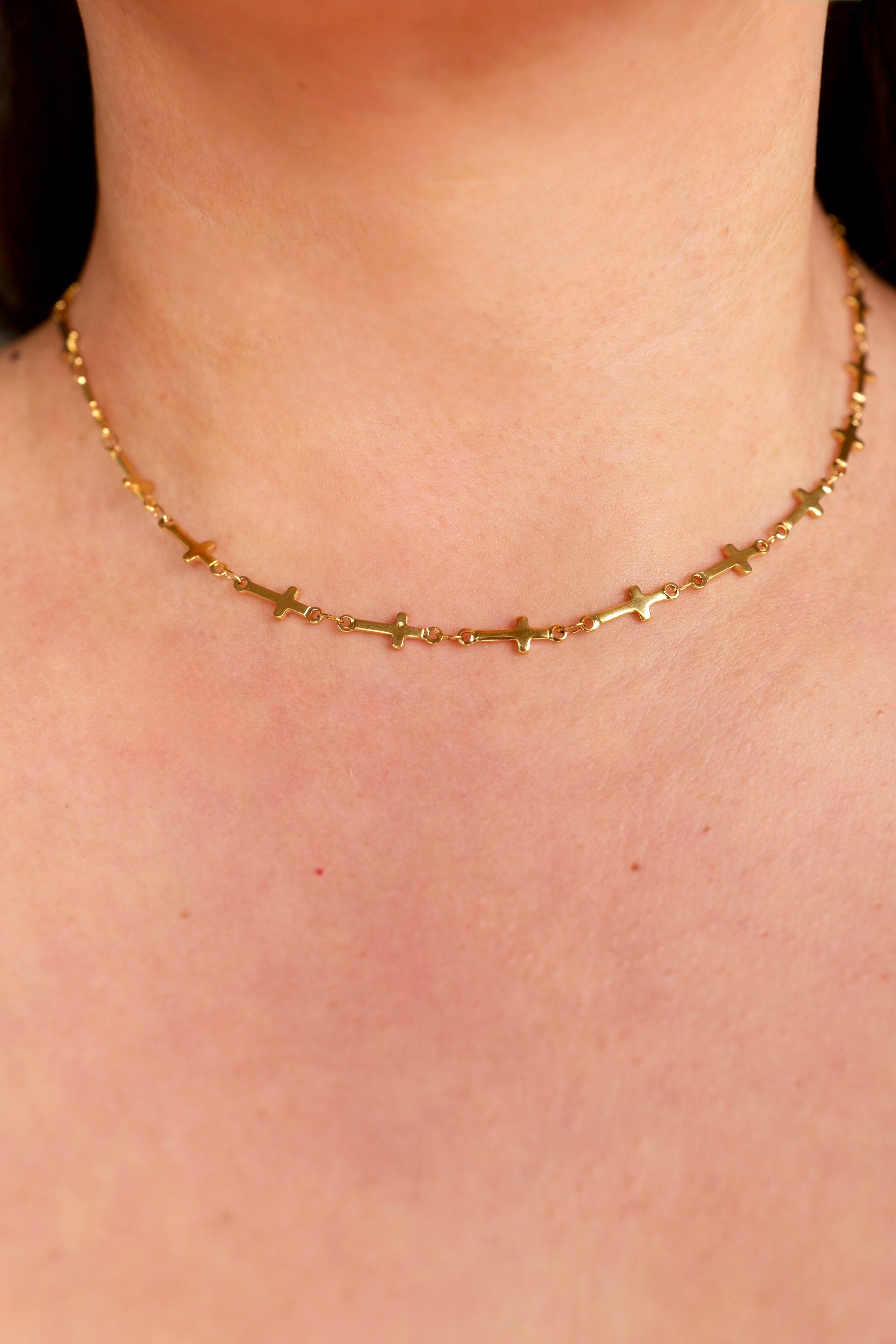 Dilara 18K Gold Non-Tarnish Cross Choker