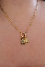 16" 18K Gold Paperclip Rhinestone Charm Holder Necklace