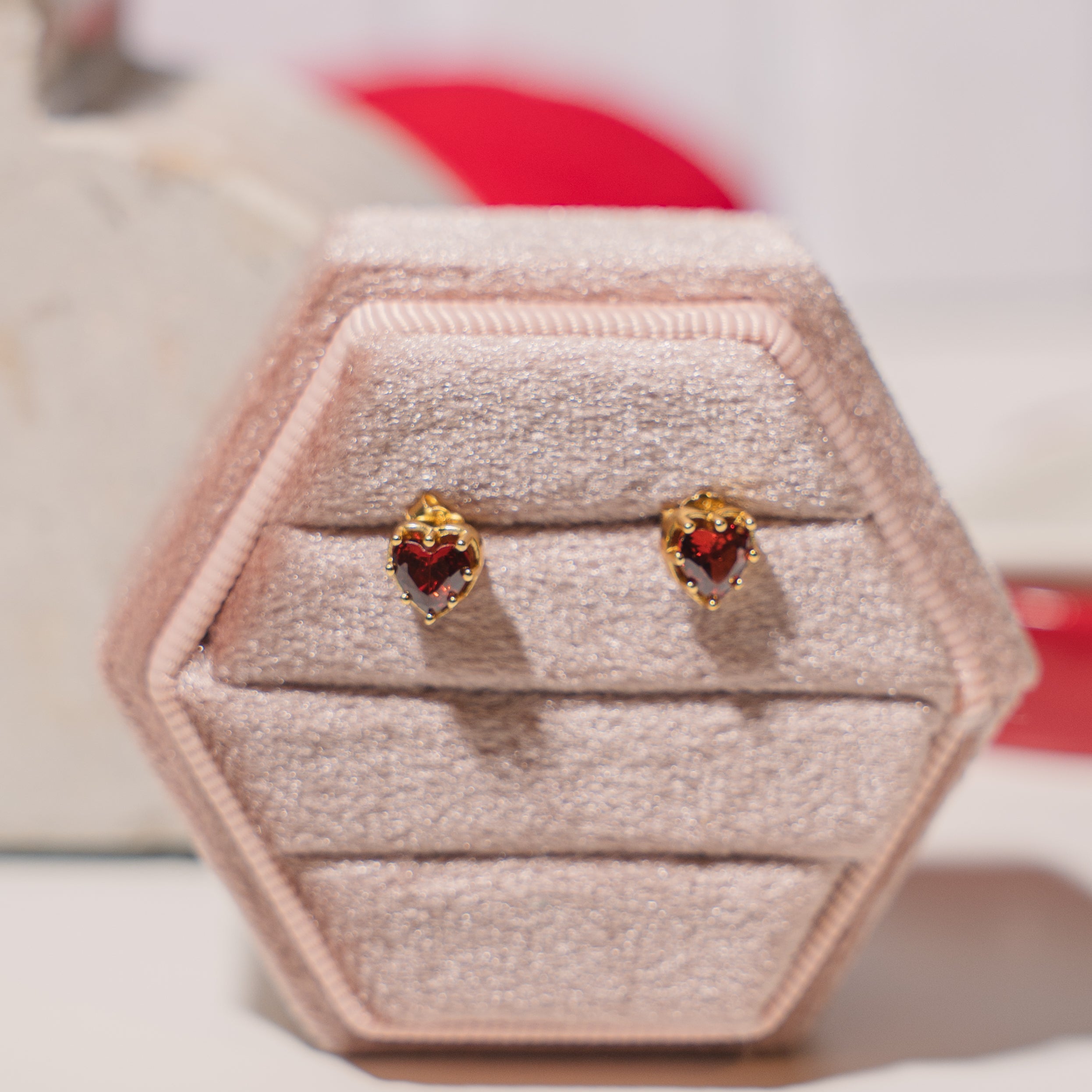 Firenze Pomegranate Red CZ 925 Sterling Silver Stud Earrings