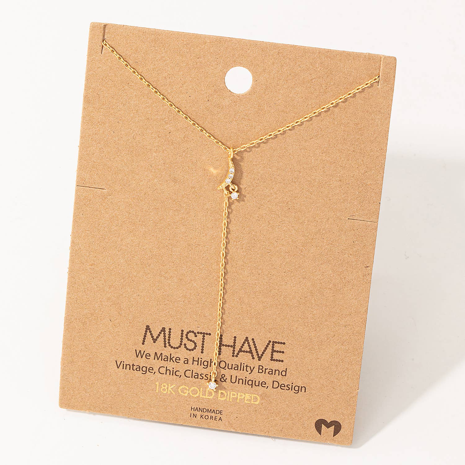 Dainty Chain Crescent Moon Y Necklace