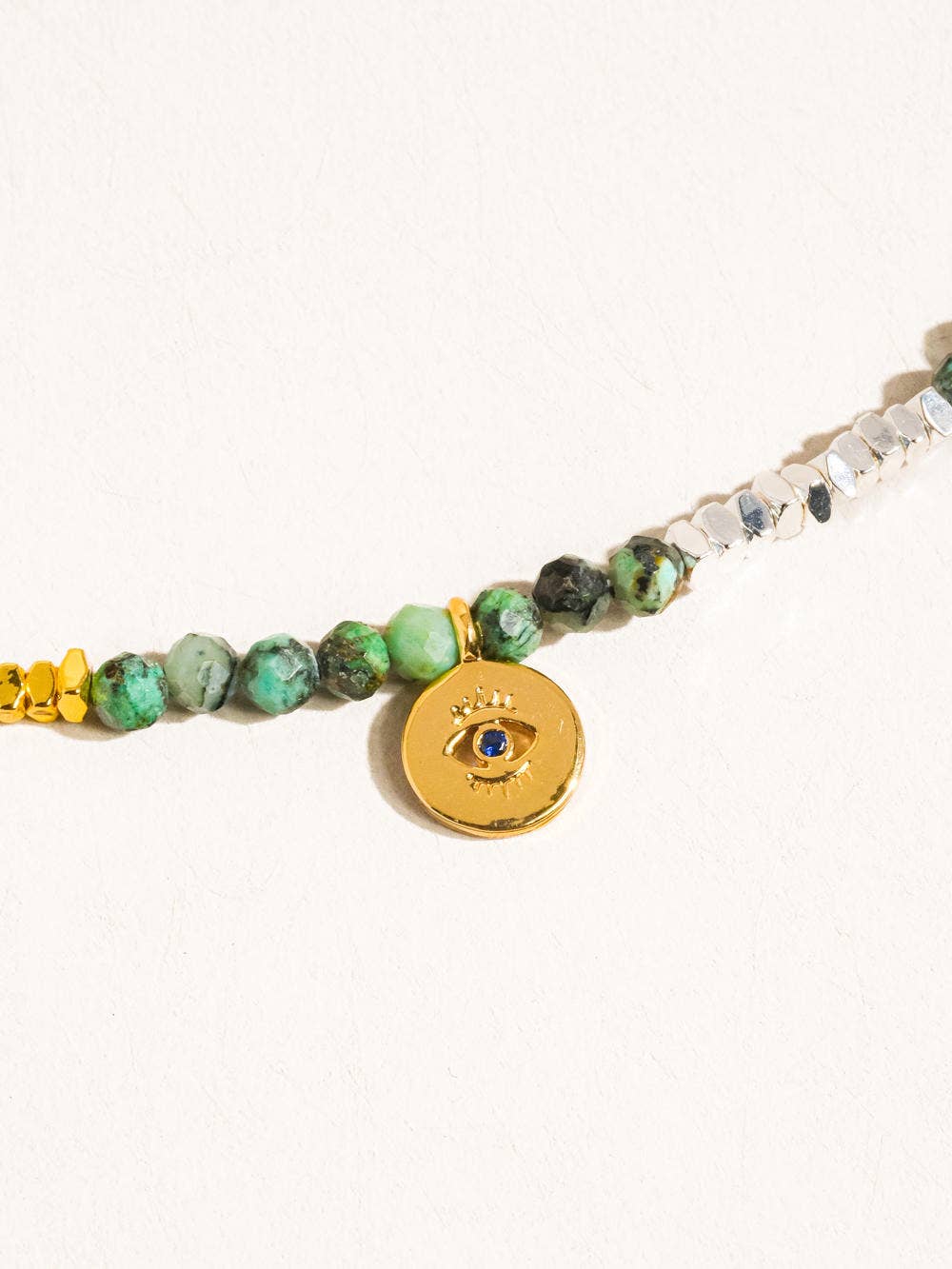 Emerald Evil Eye Green Necklace Boho Style