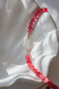 Freshwater pearl red beaded necklace