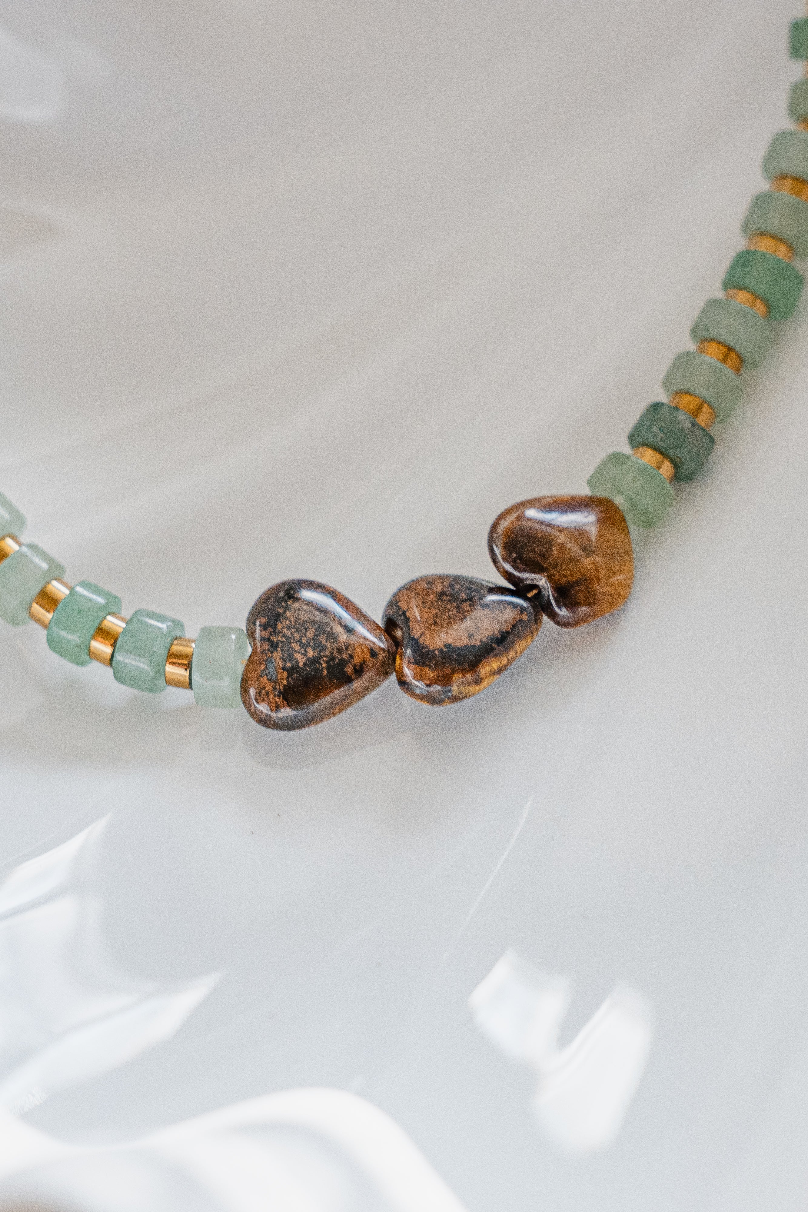 Green Aventurine with Tiger's Eye Necklace