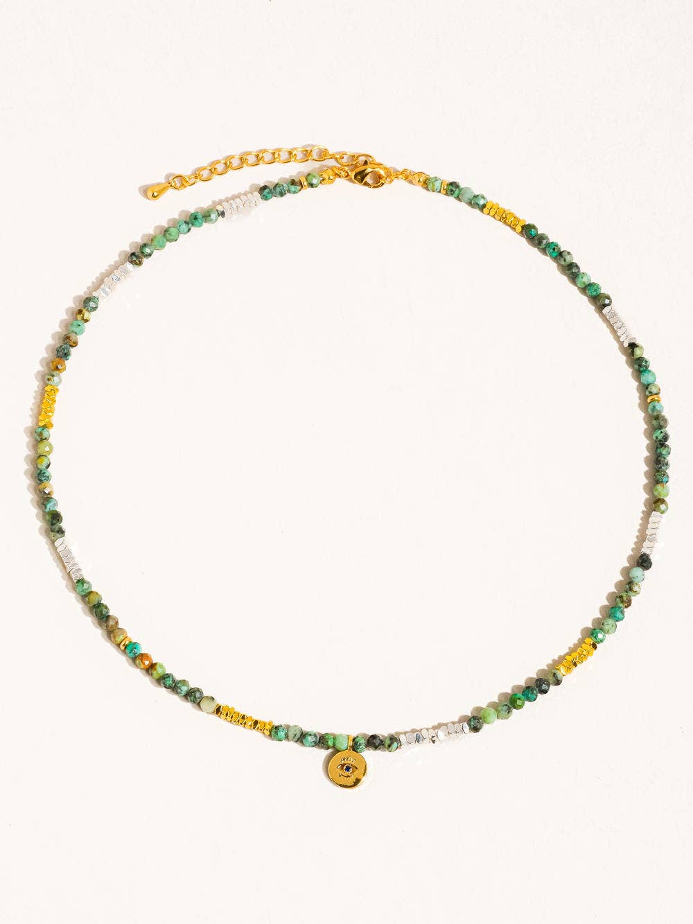 Emerald Evil Eye Green Necklace Boho Style