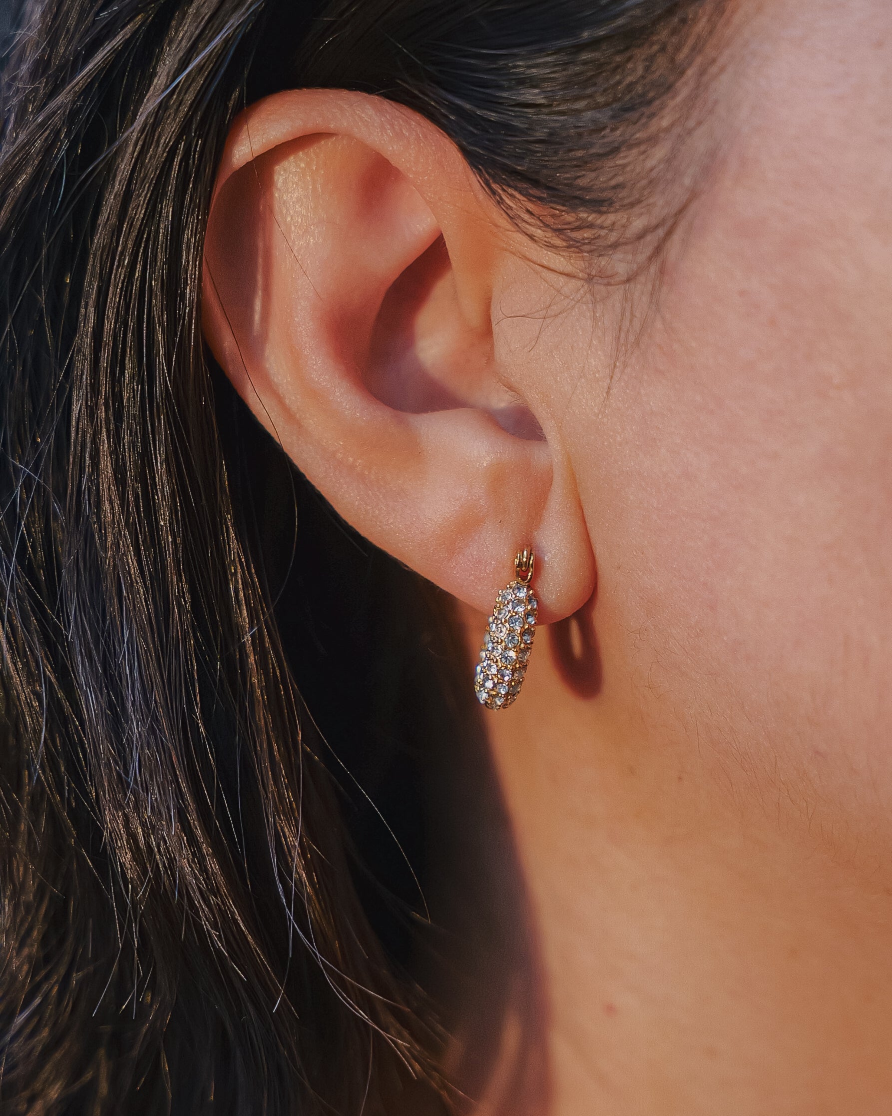 Carrie 18K Gold Non-Tarnish Glam CZ Hoop Earring