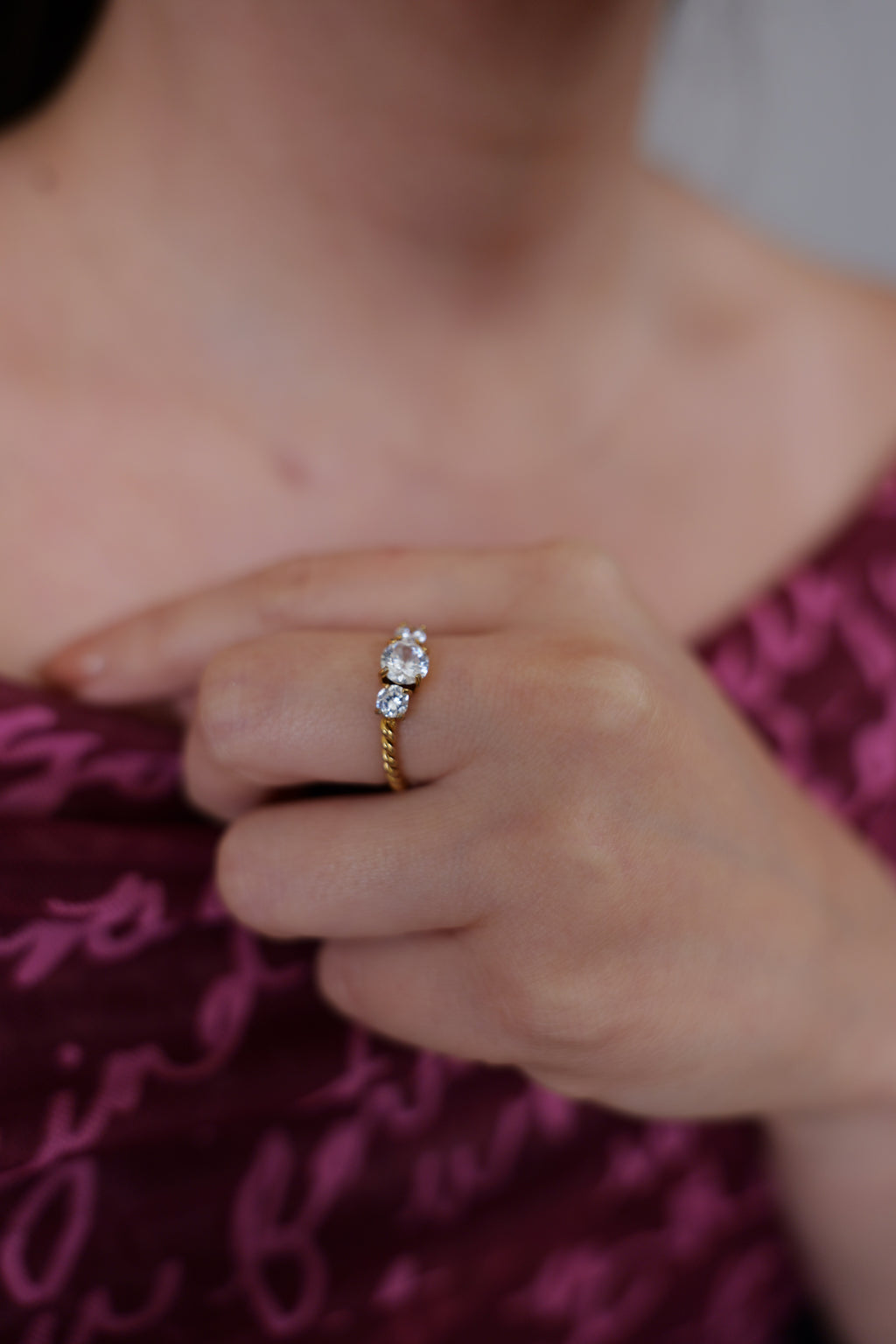 Niza 18K Gold Non-Tarnish CZ Statement Ring