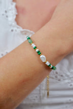Emerald 18K Non-Tarnish Bohemian Stone and Bead Faye Green Bracelet