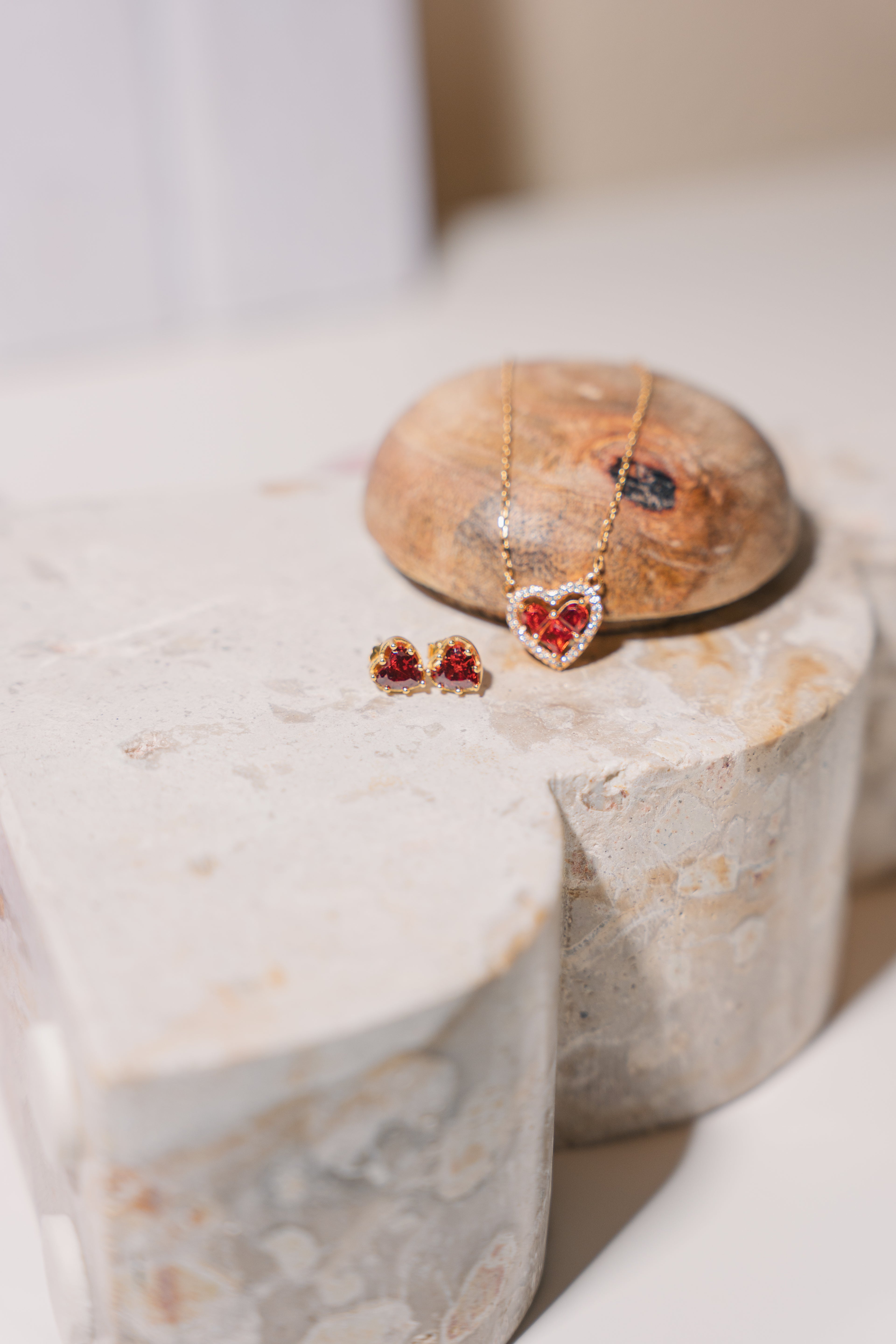 Firenze Pomegranate Red CZ 925 Sterling Silver Necklace