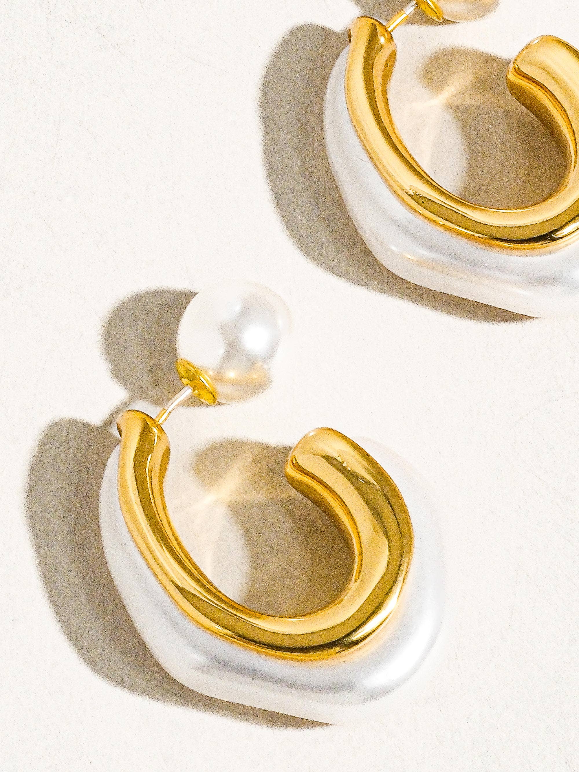 Camila 18K Gold Classic Pearl C Hoop Earring