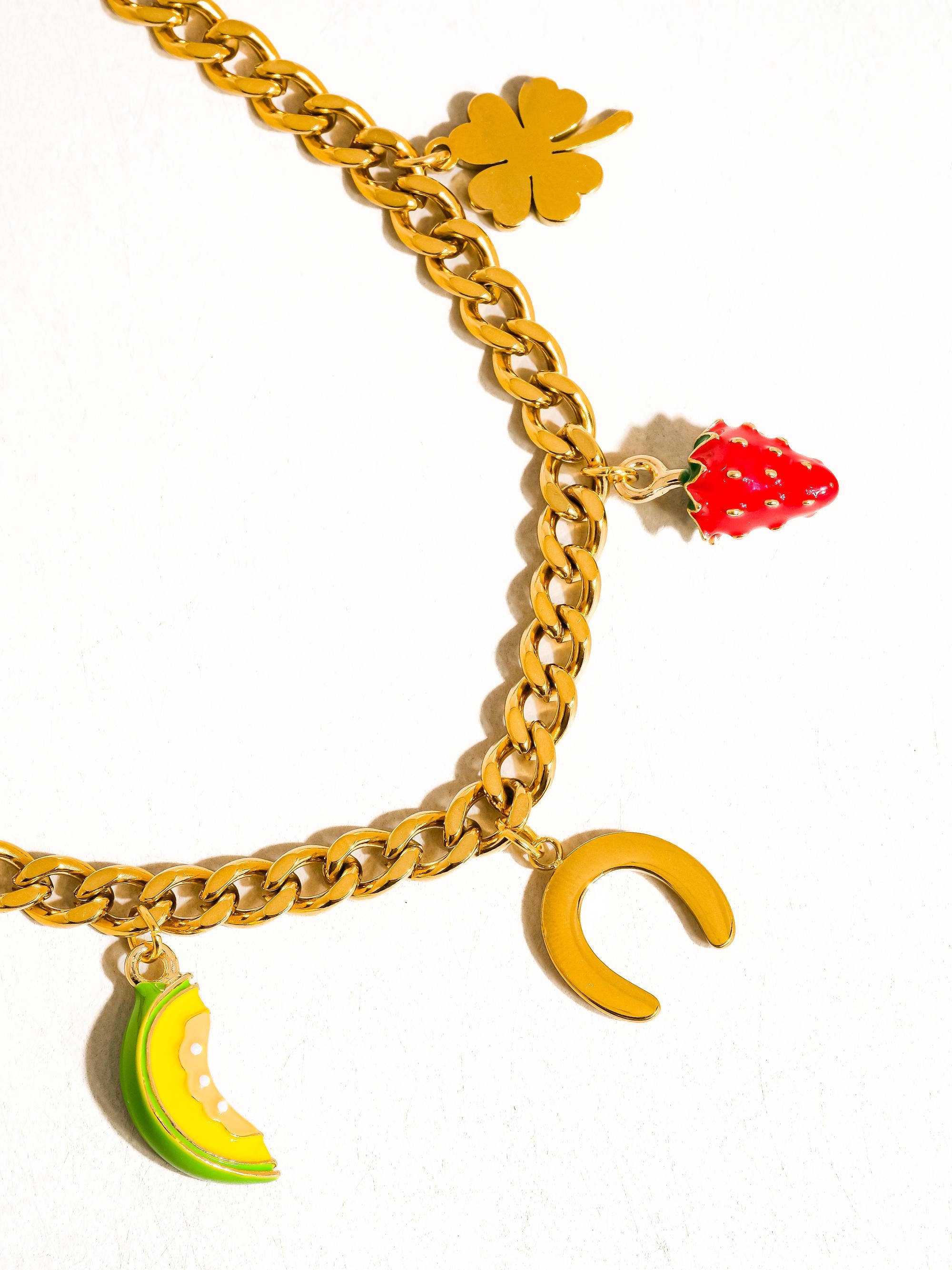 Marinha 18K Gold Non-Tarnish Fruit and Charms Necklace