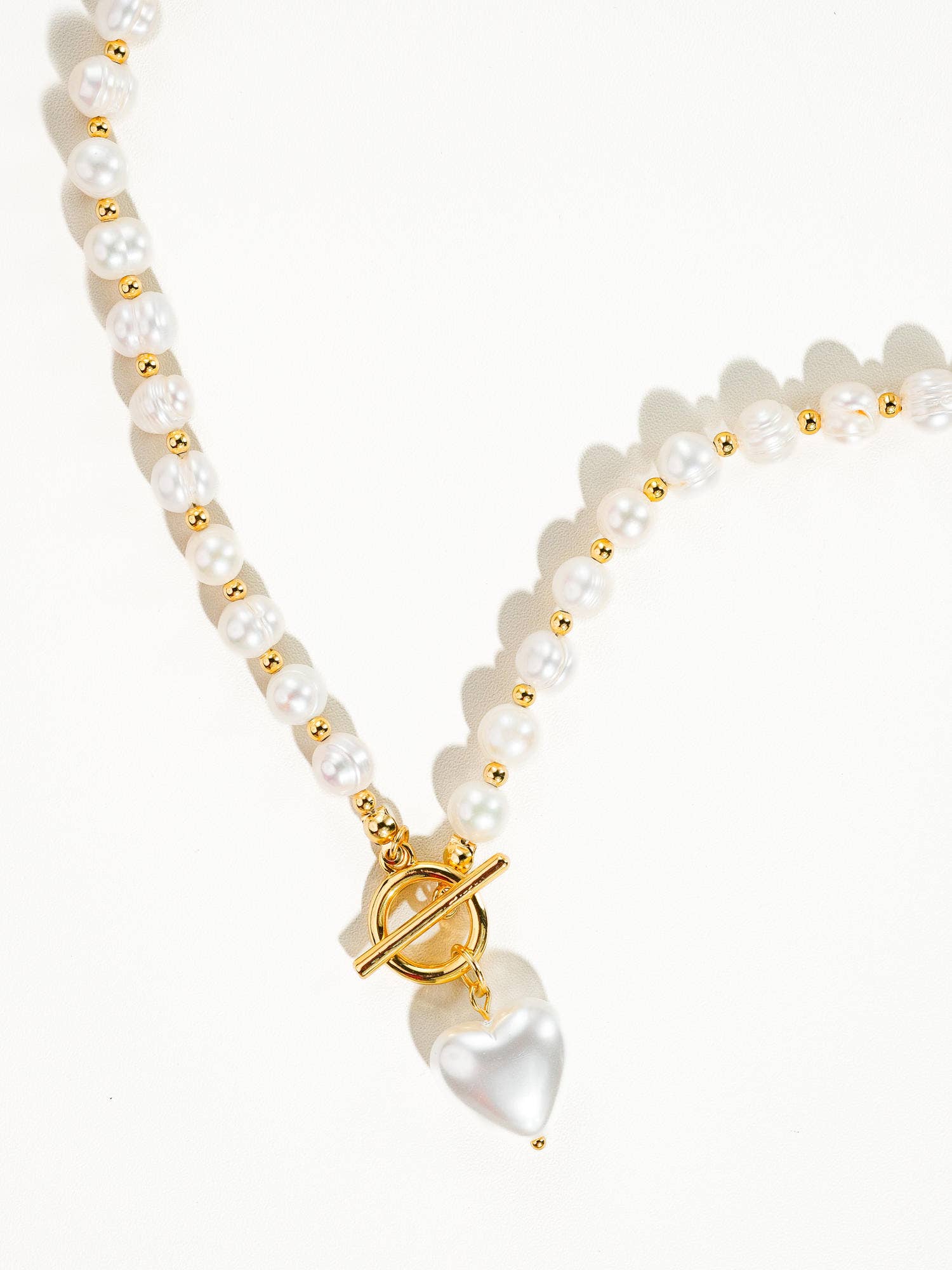 When in Paris Vintage Fresh Water Pearl Heart Charm Necklace