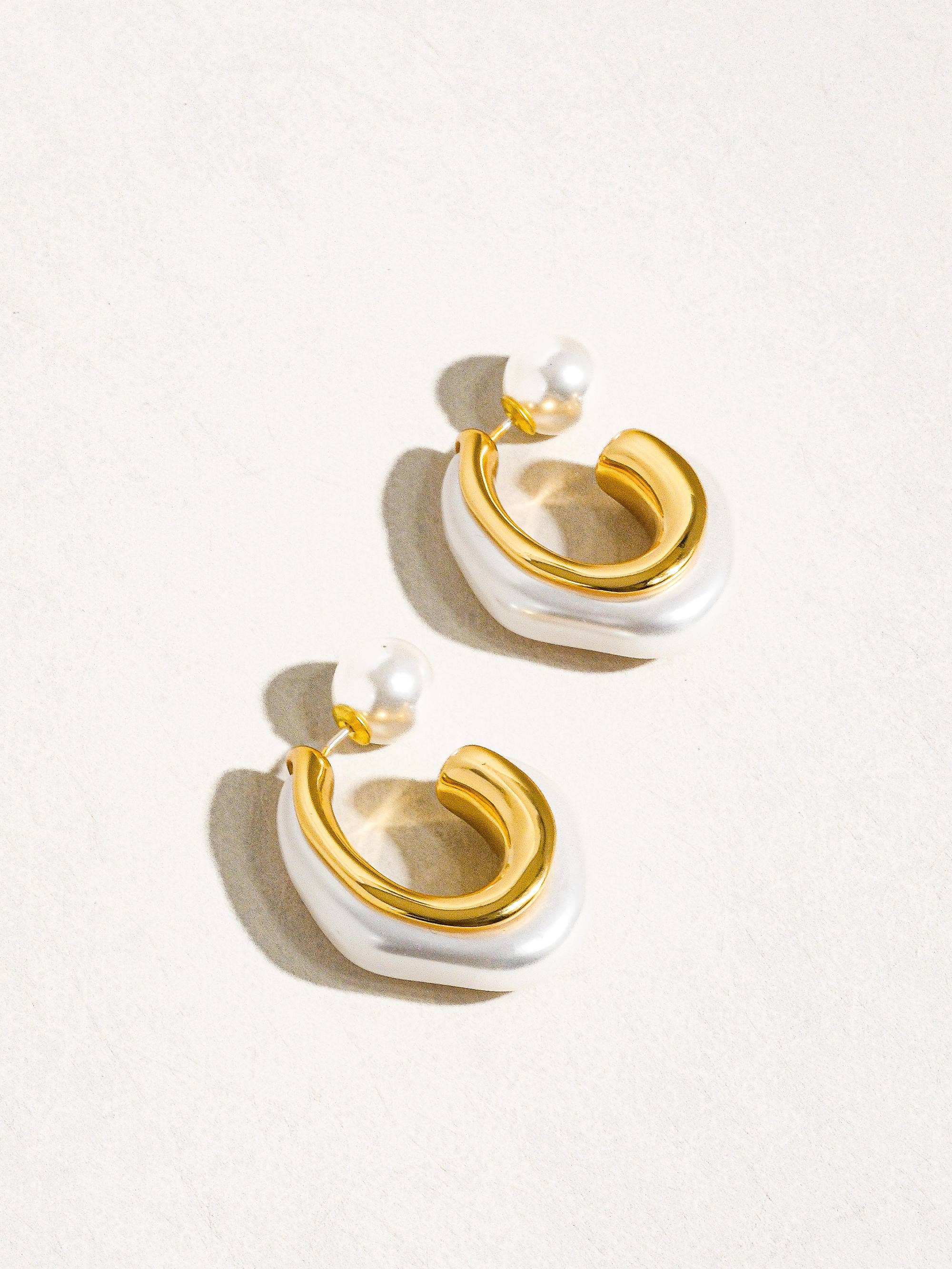 Camila 18K Gold Classic Pearl C Hoop Earring