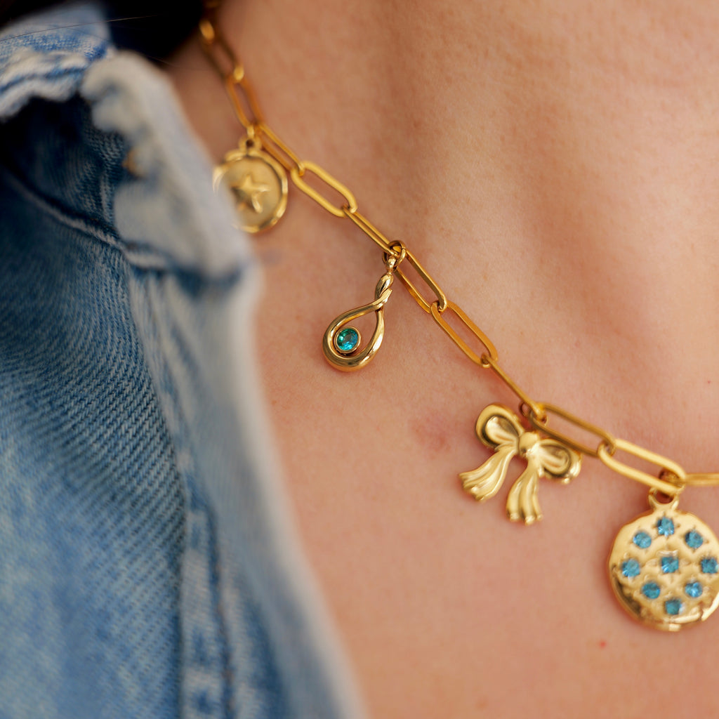 Lucy in the sky blue charm necklace