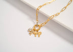 16" 18K Gold Paperclip Rhinestone Charm Holder Necklace