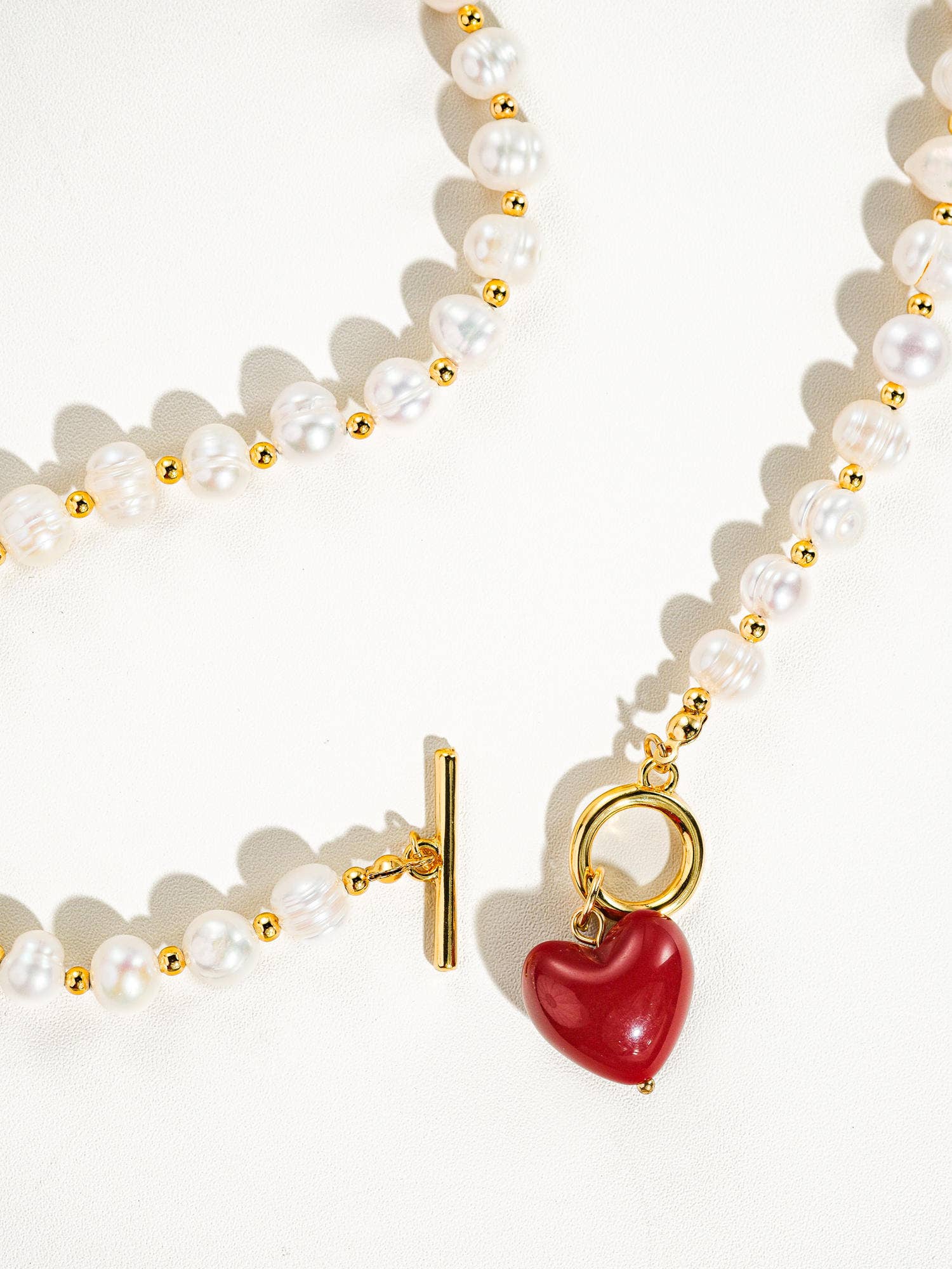 When in Paris Vintage Fresh Water Pearl Heart Charm Necklace
