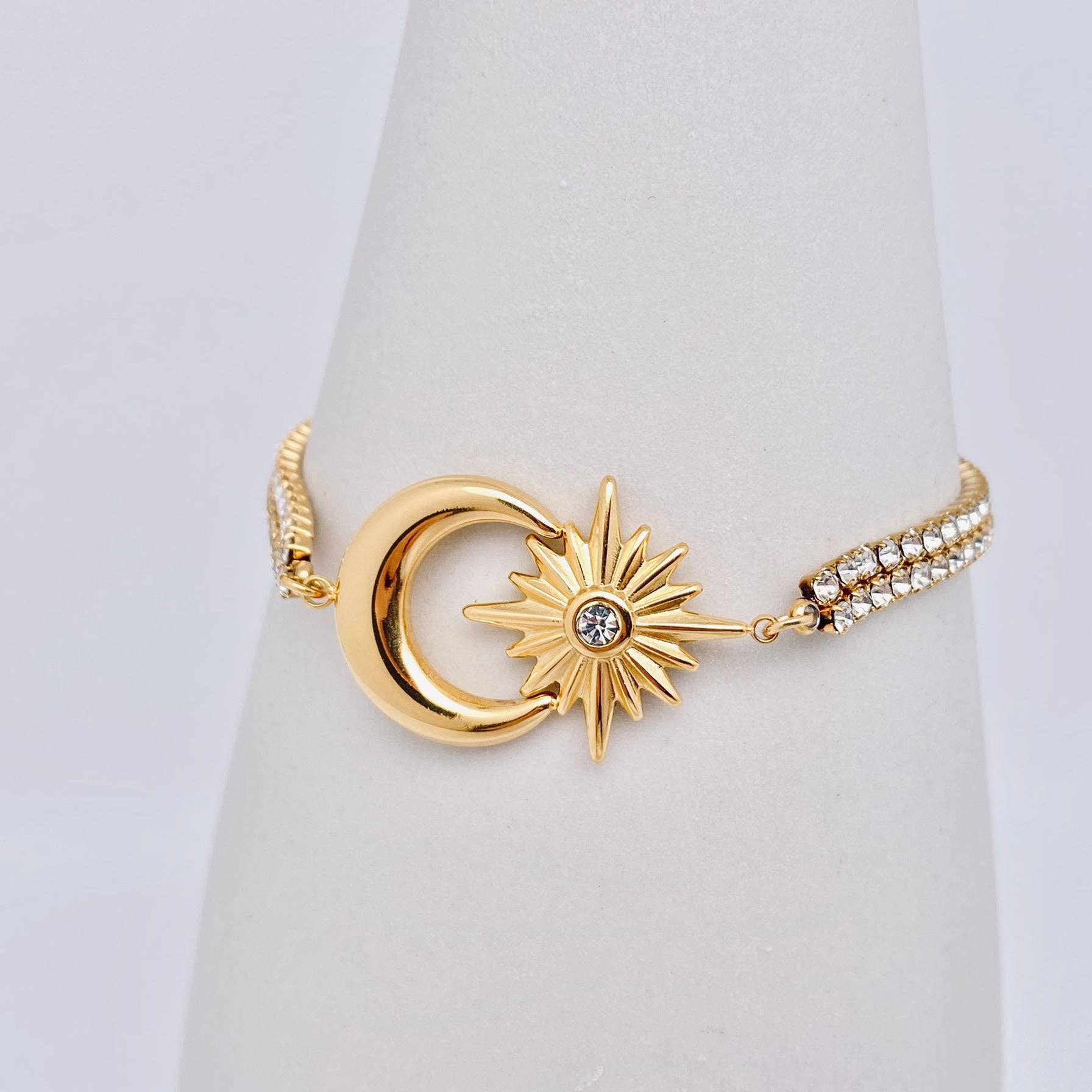 Madeline Moon and Star CZ Stainless Steel Bracelet