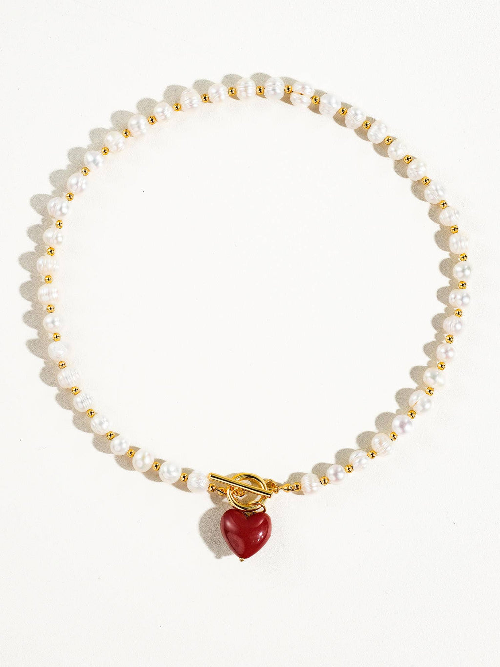 When in Paris Vintage Fresh Water Pearl Heart Charm Necklace