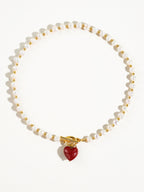 When in Paris Vintage Fresh Water Pearl Heart Charm Necklace