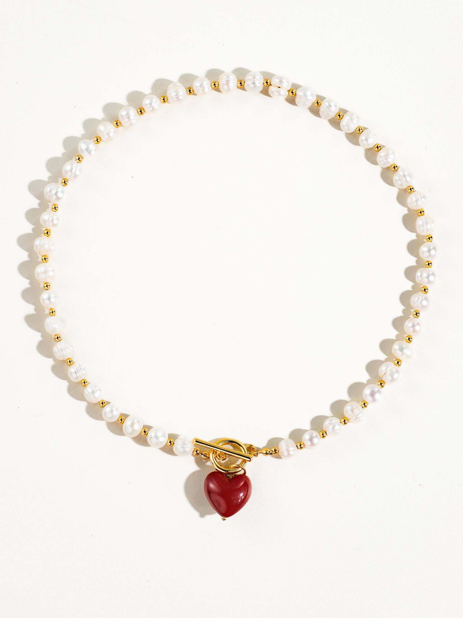 When in Paris Vintage Fresh Water Pearl Heart Charm Necklace
