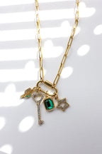 16" 18K Gold Paperclip Carabiner Necklace