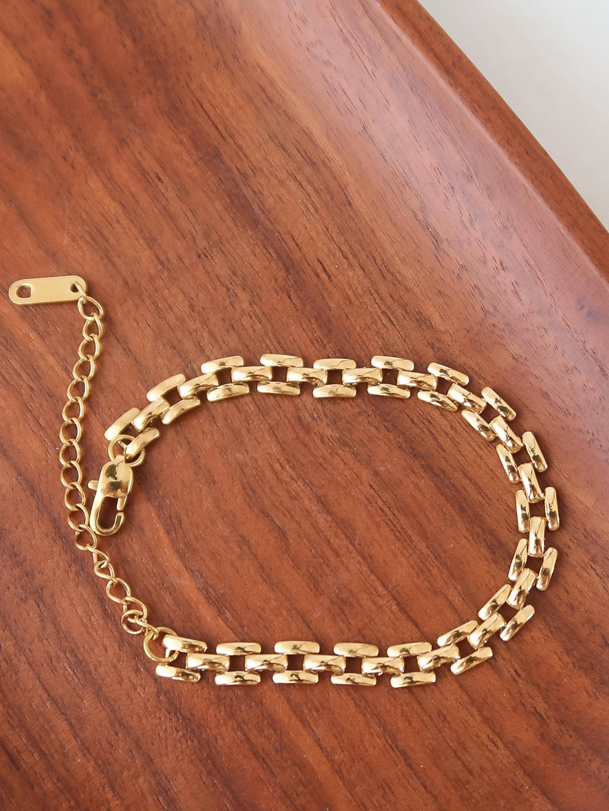 Anya 18K Gold Non-Tarnish Flat Chain Bracelet