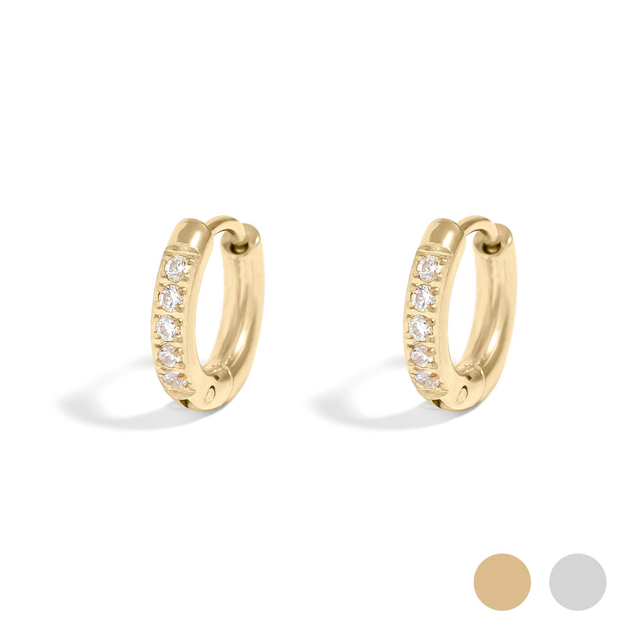 Katie 18K Gold Stainless Steel CZ Huggie Earrings