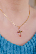 Valentina Gold Cross Pendant Necklace – Non-Tarnish Waterproof Necklace
