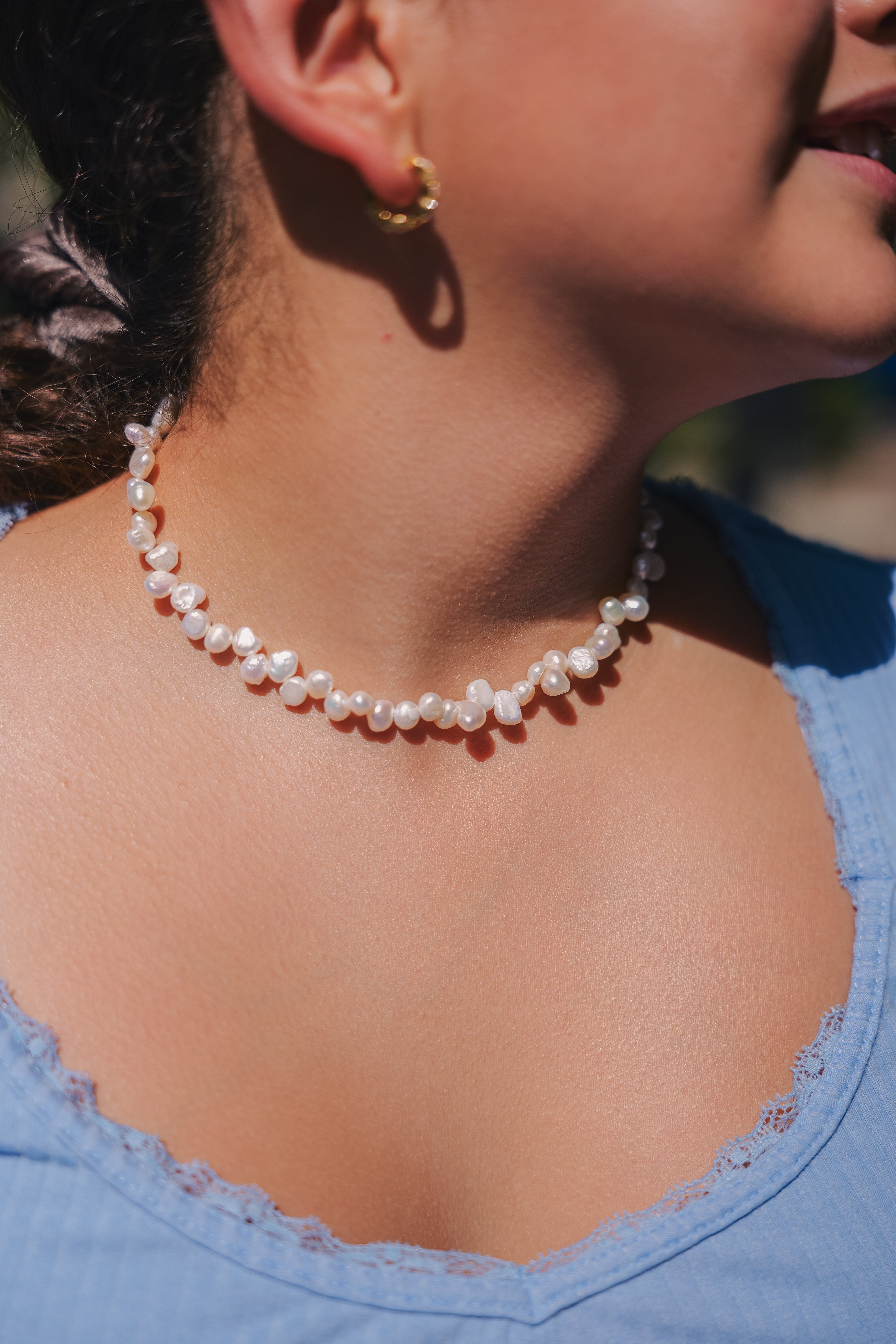 Olivia Baroque Freshwater Pearls Choker 14.5"