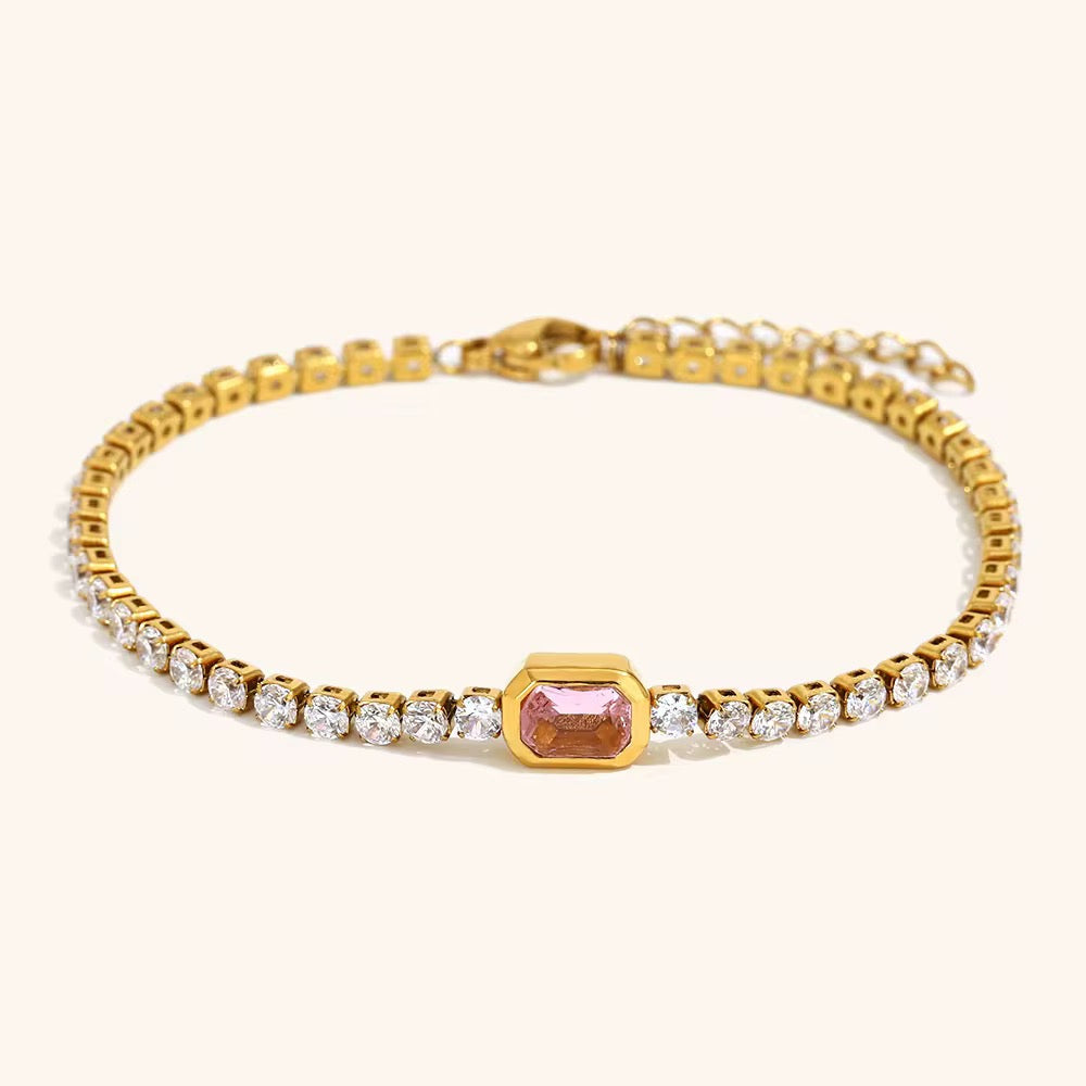 Pink Chelsea 18K Gold Plated Stainless Steel Bracelet